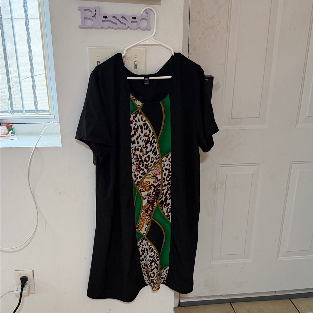SHEIN Curve Black Dress with Green Accents